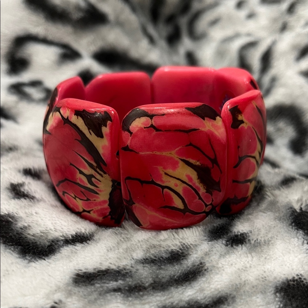Beautiful Tropical Pink Floral Bracelet